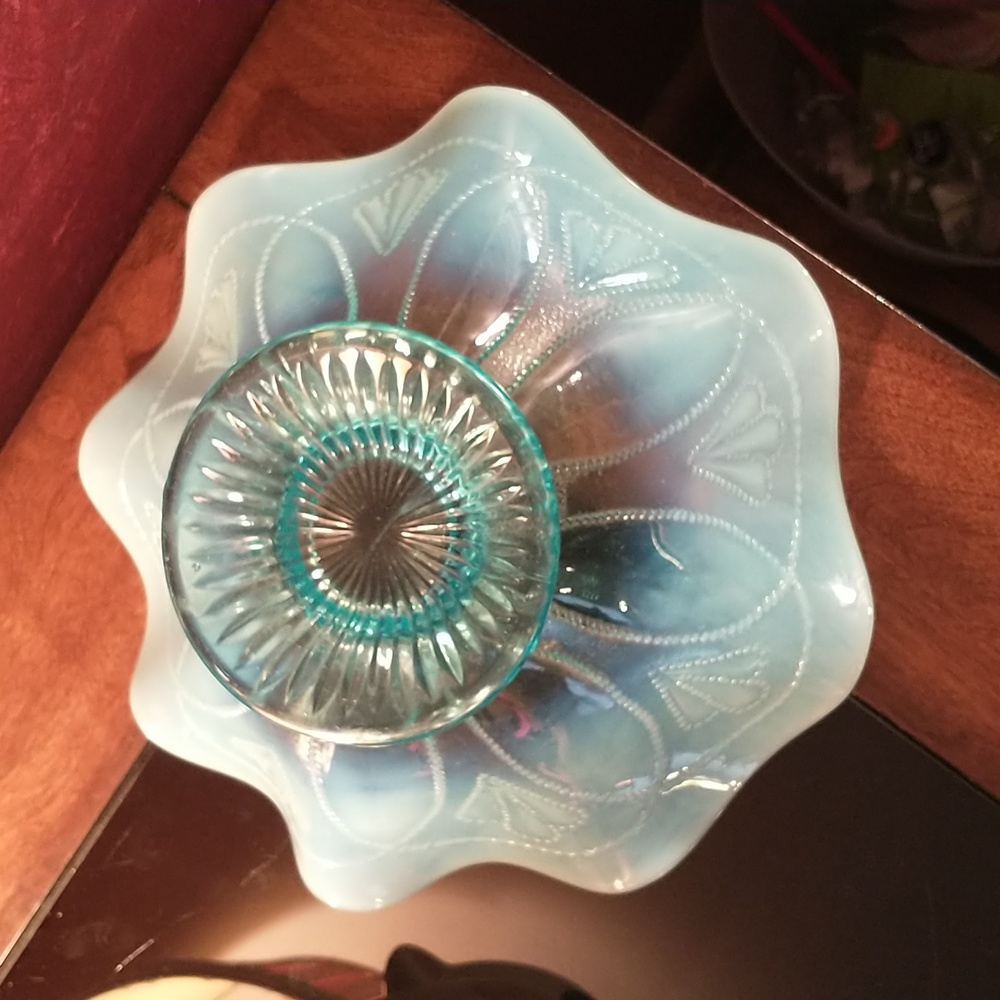 Northwood New Leaf Blue Opalescent Roulette Bowl - Picture 5 of 7